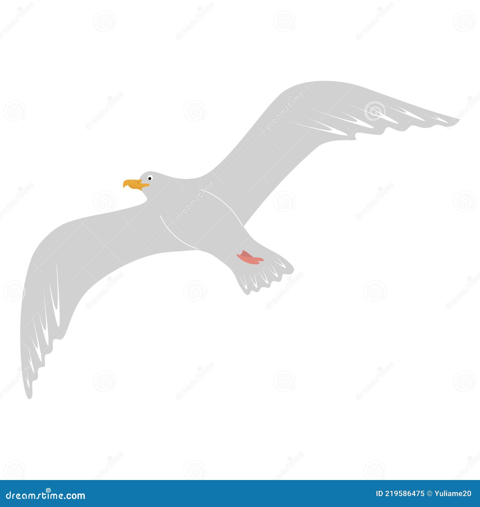  cartoon  of the flying seagull. flat . flying bird.